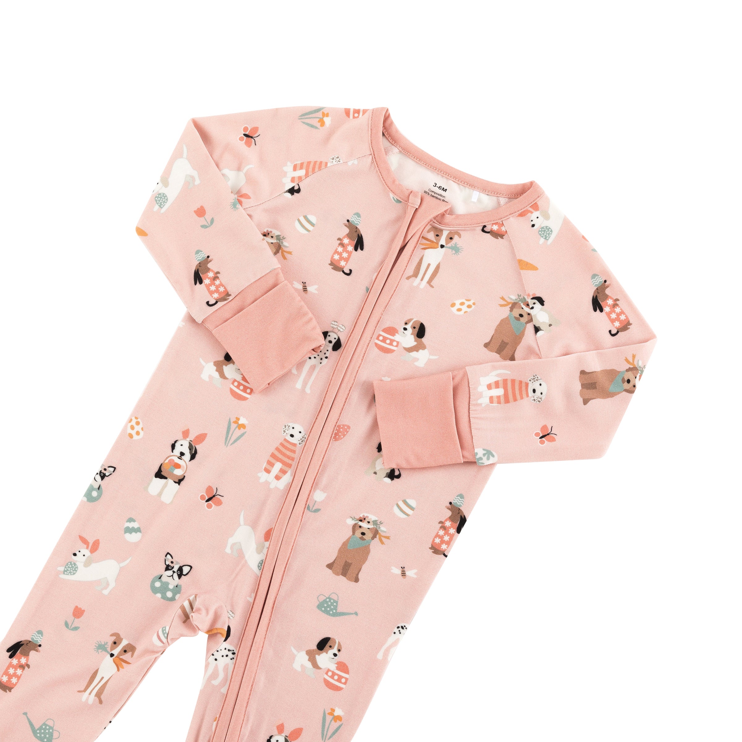 Puppy Egg Hunt (Convertible Zip Footies) - Pink - BIG FRENCHIES