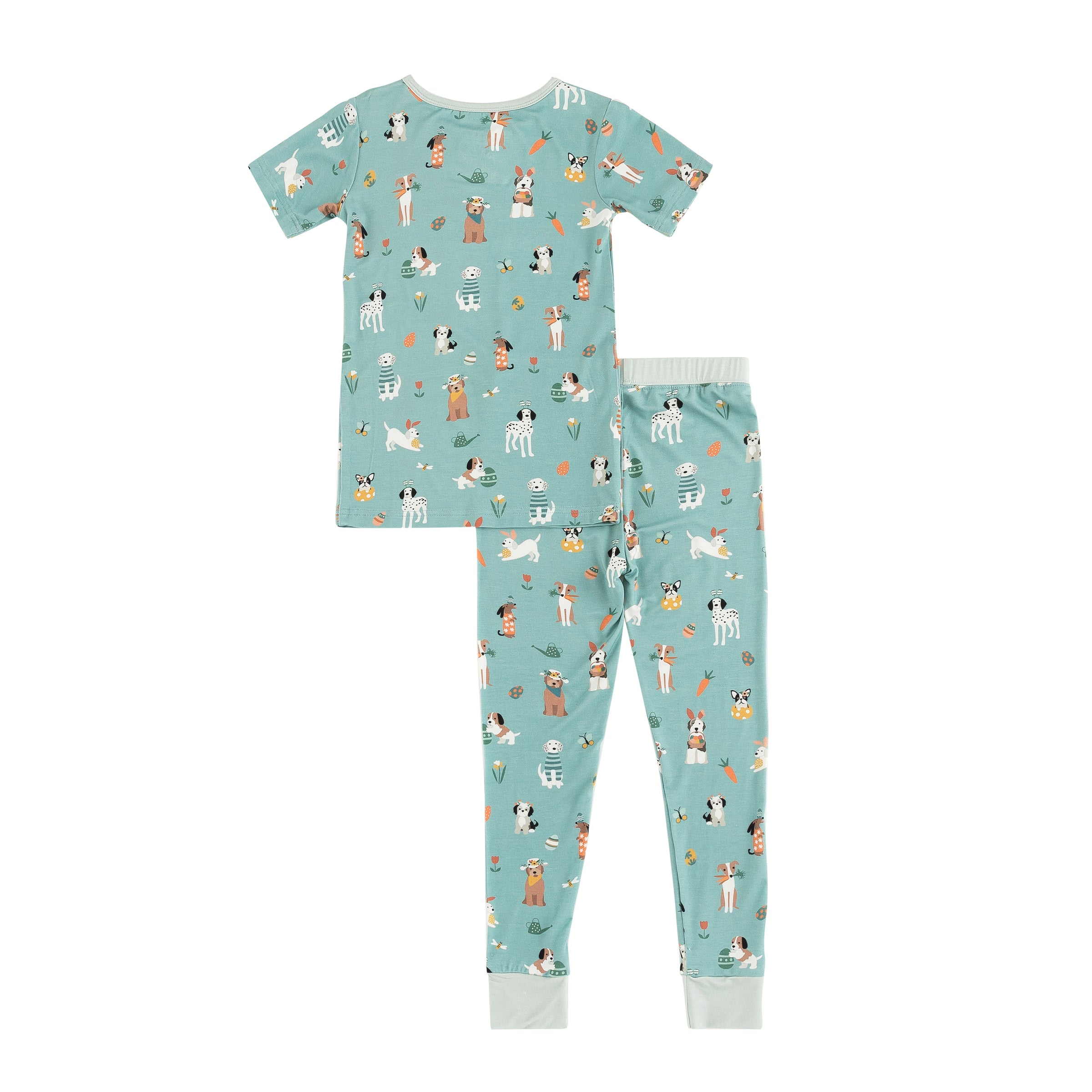 Puppy Egg Hunt (Short Sleeve PJ) - Aquamarine - BIG FRENCHIES
