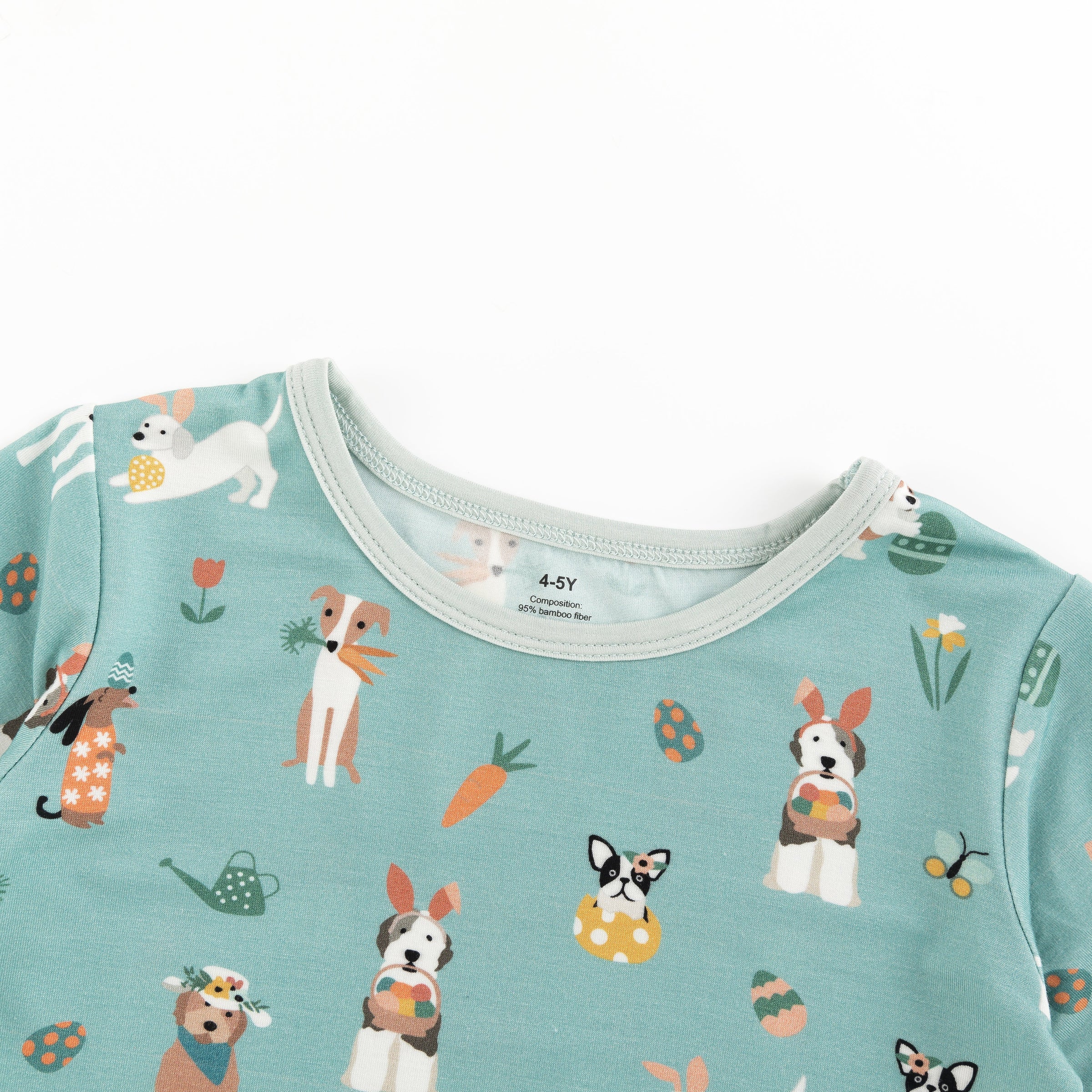 Puppy Egg Hunt (Short Sleeve PJ) - Aquamarine - BIG FRENCHIES