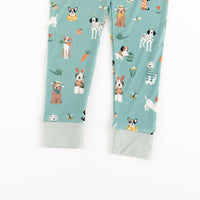 Puppy Egg Hunt (Short Sleeve PJ) - Aquamarine - BIG FRENCHIES
