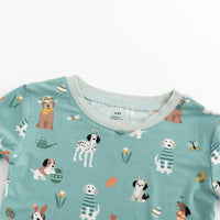 Puppy Egg Hunt (Long Sleeve PJ) - Aquamarine - BIG FRENCHIES