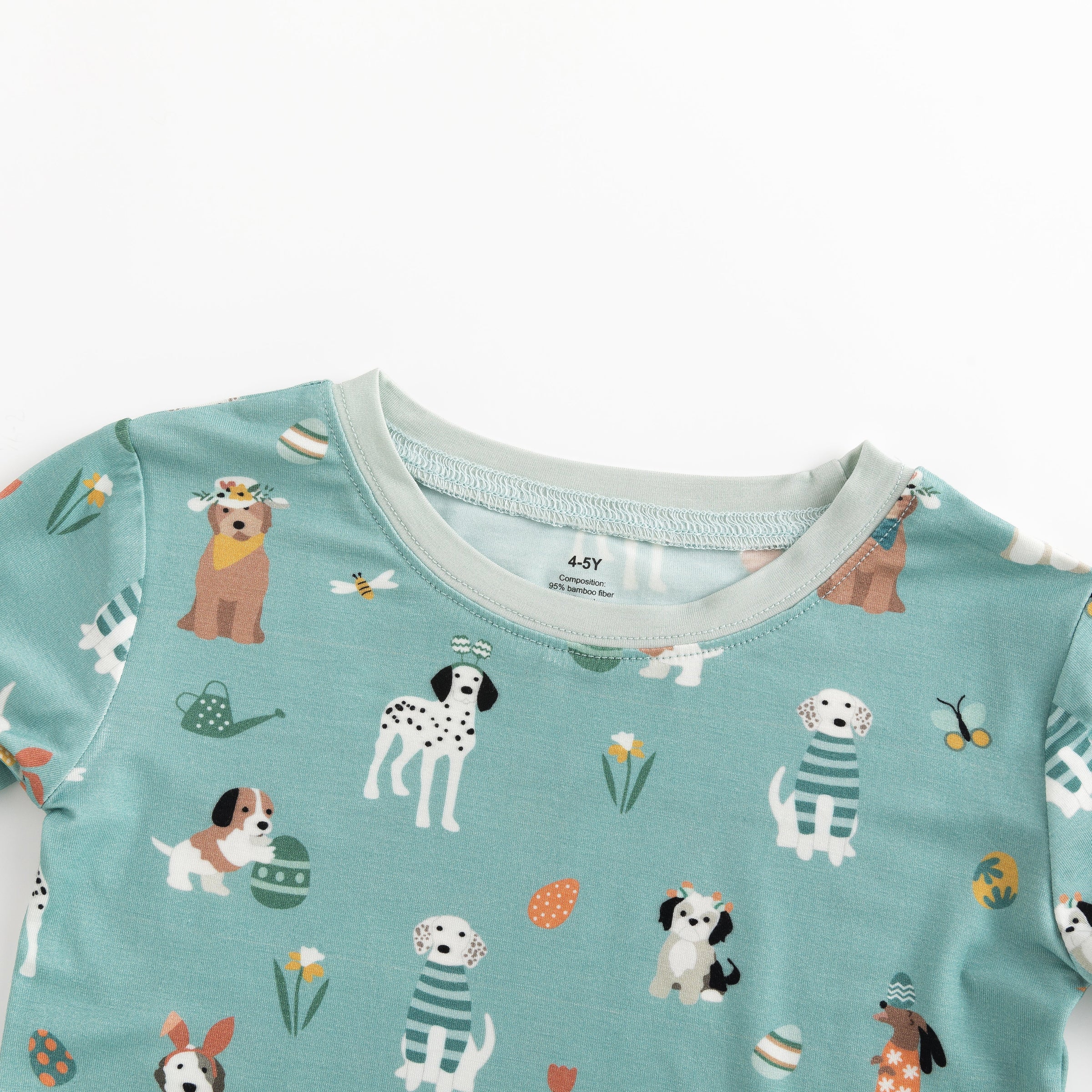 Puppy Egg Hunt (Long Sleeve PJ) - Aquamarine - BIG FRENCHIES
