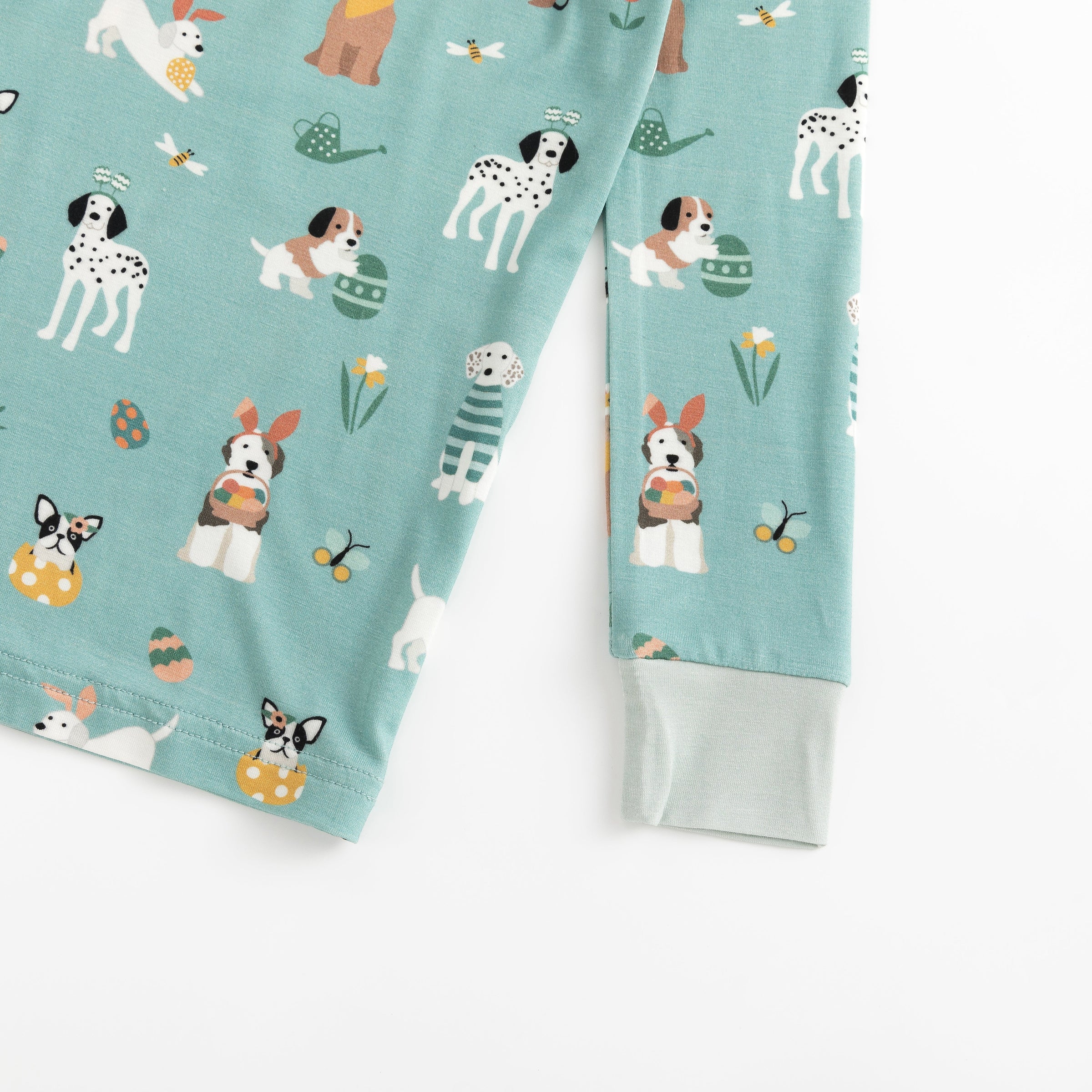 Puppy Egg Hunt (Long Sleeve PJ) - Aquamarine - BIG FRENCHIES