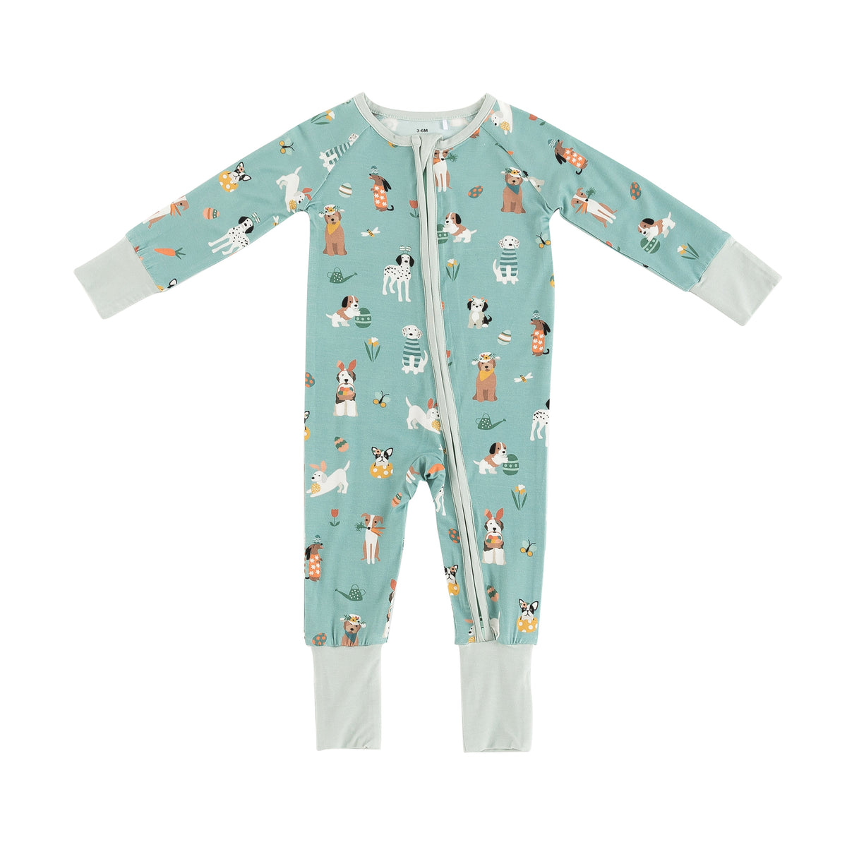 Puppy Egg Hunt (Convertible Zip Footies) - Aquamarine - BIG FRENCHIES