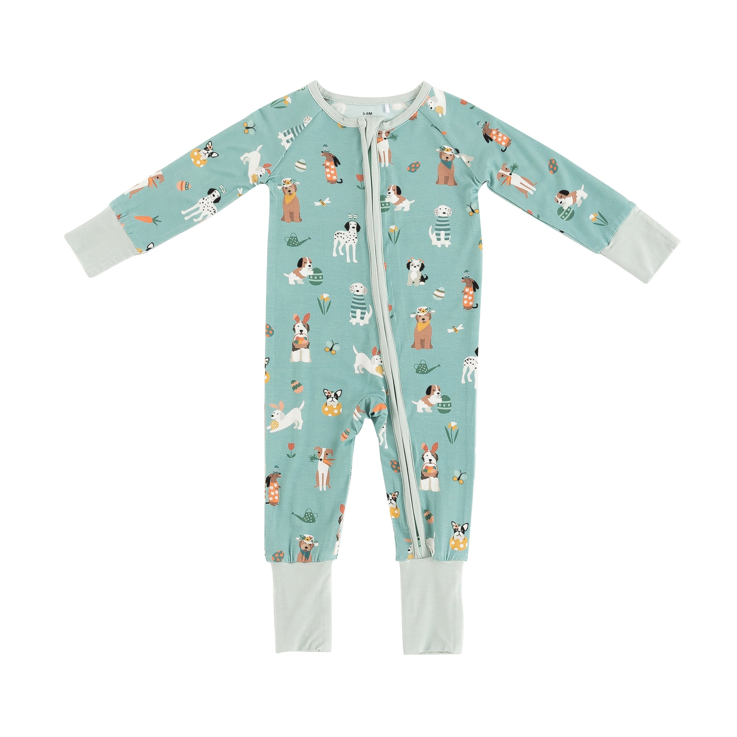 Puppy Egg Hunt (Convertible Zip Footies) - Aquamarine - BIG FRENCHIES