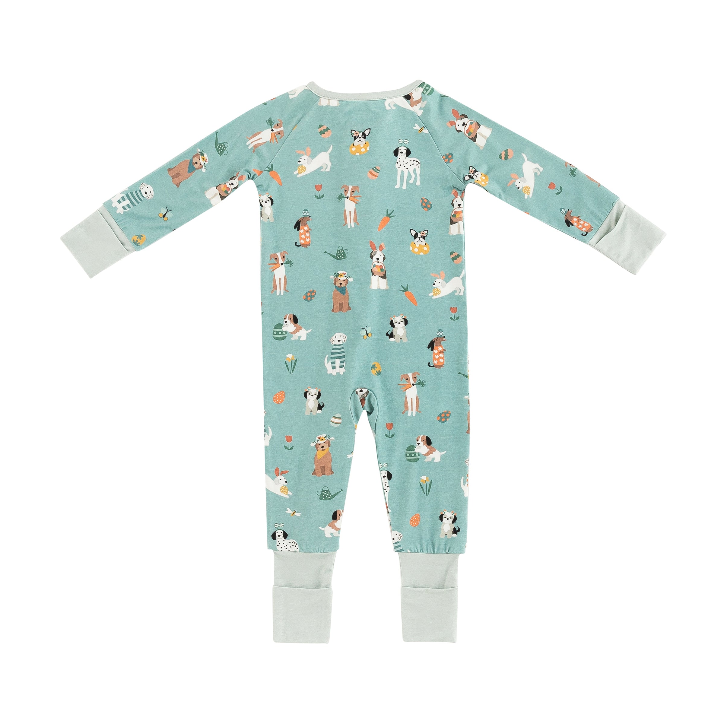 Puppy Egg Hunt (Convertible Zip Footies) - Aquamarine - BIG FRENCHIES