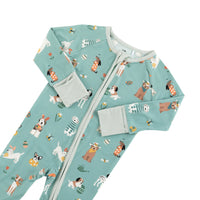 Puppy Egg Hunt (Convertible Zip Footies) - Aquamarine - BIG FRENCHIES