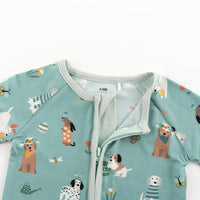 Puppy Egg Hunt (Convertible Zip Footies) - Aquamarine - BIG FRENCHIES