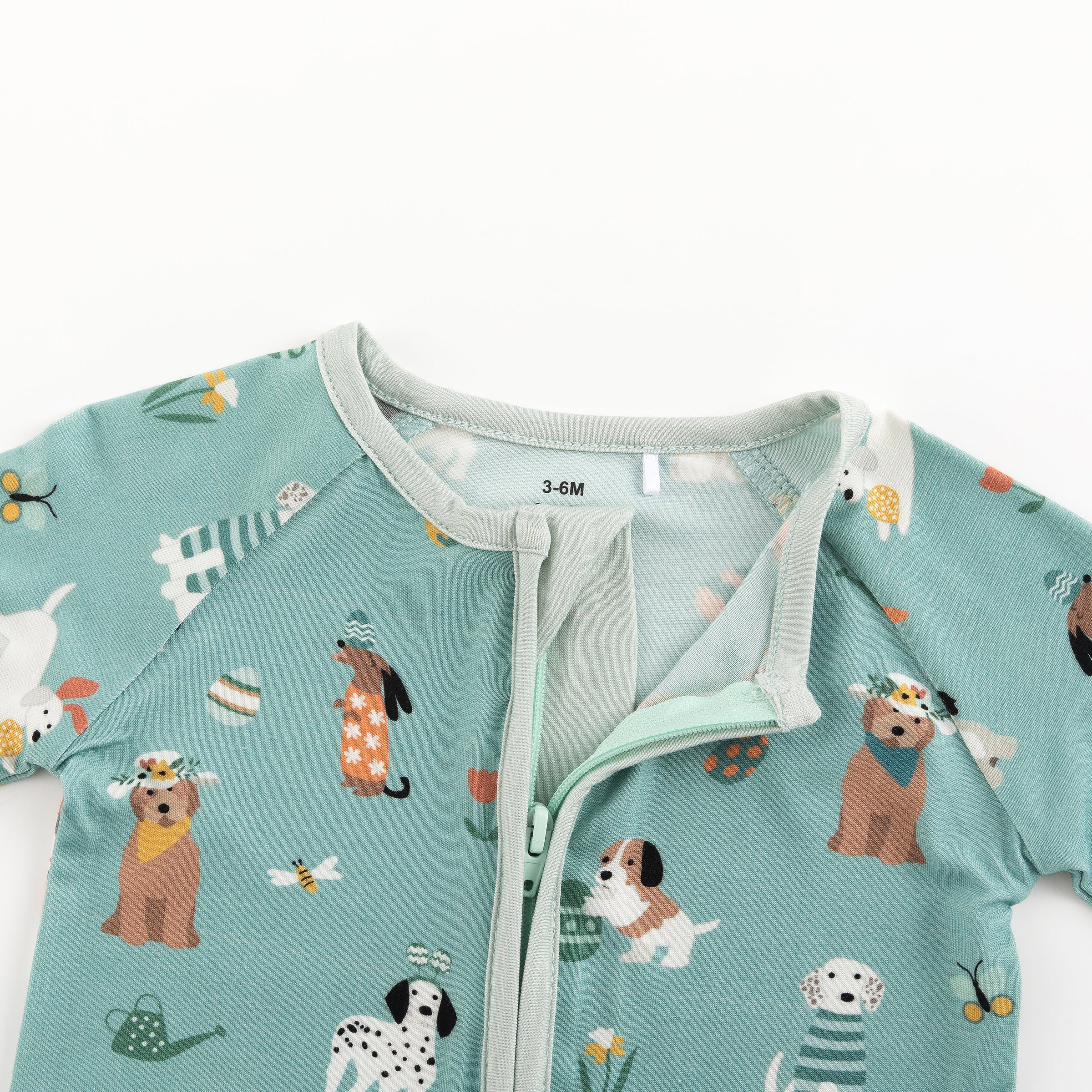 Puppy Egg Hunt (Convertible Zip Footies) - Aquamarine - BIG FRENCHIES