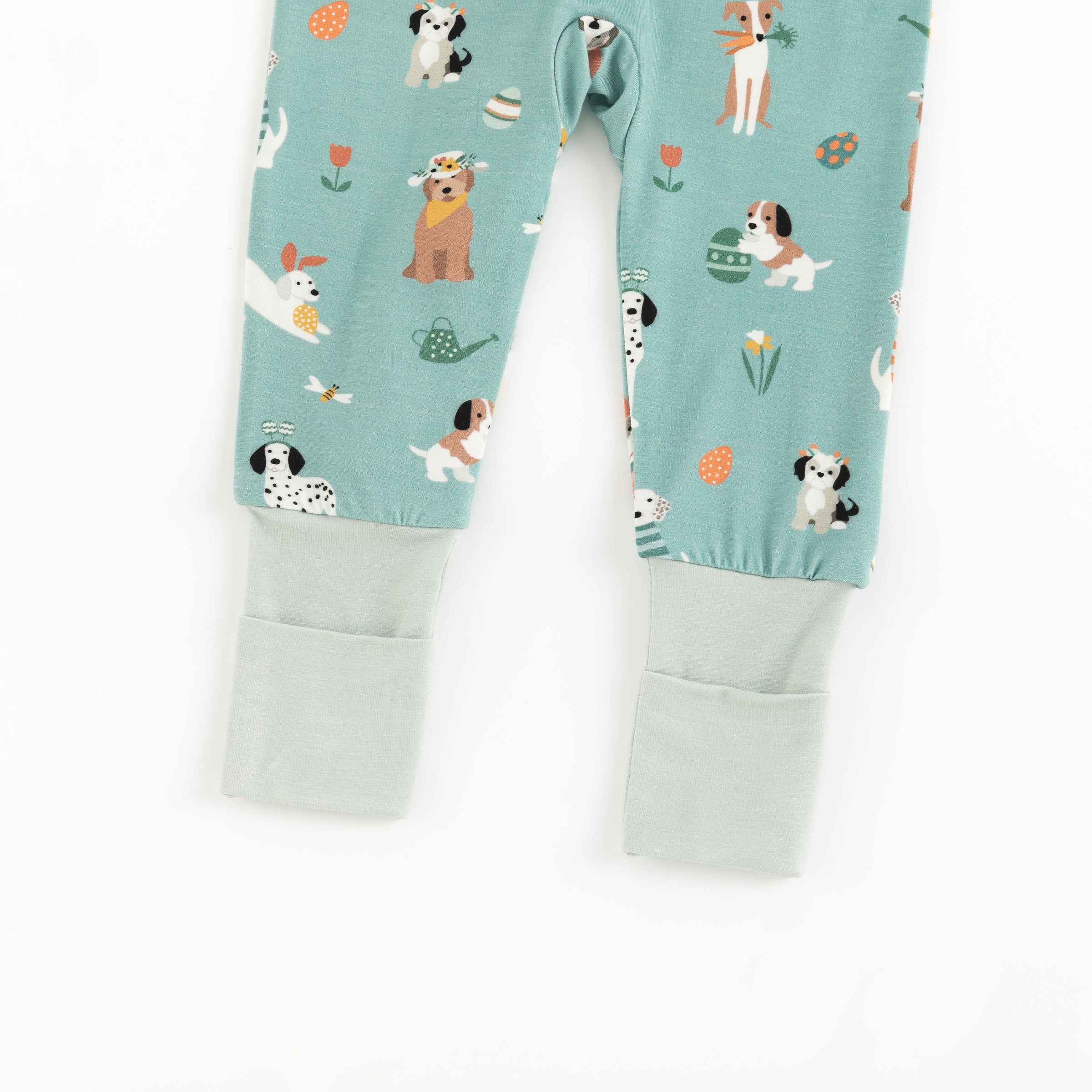 Puppy Egg Hunt (Convertible Zip Footies) - Aquamarine - BIG FRENCHIES
