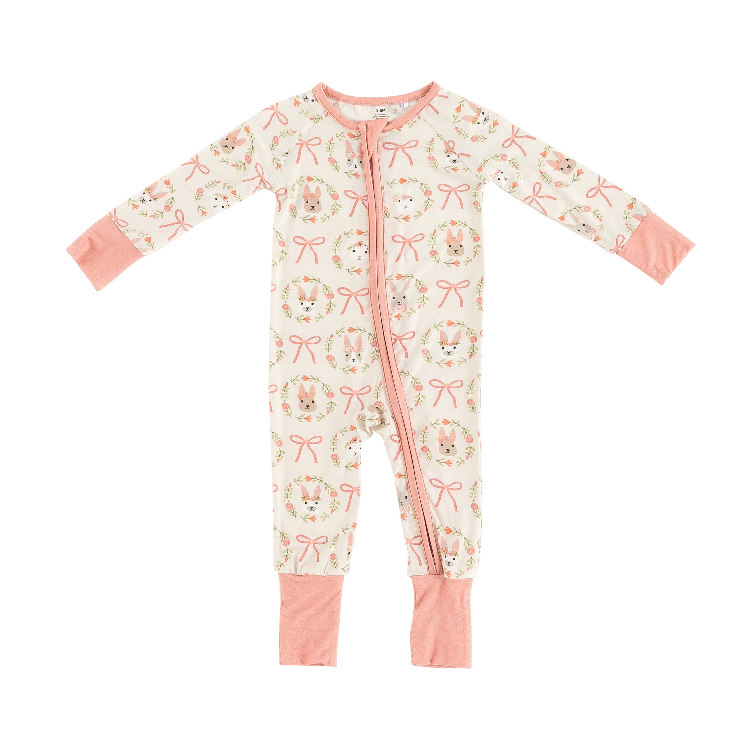 Bows & Bunnies (Convertible Zip Footies) - BIG FRENCHIES