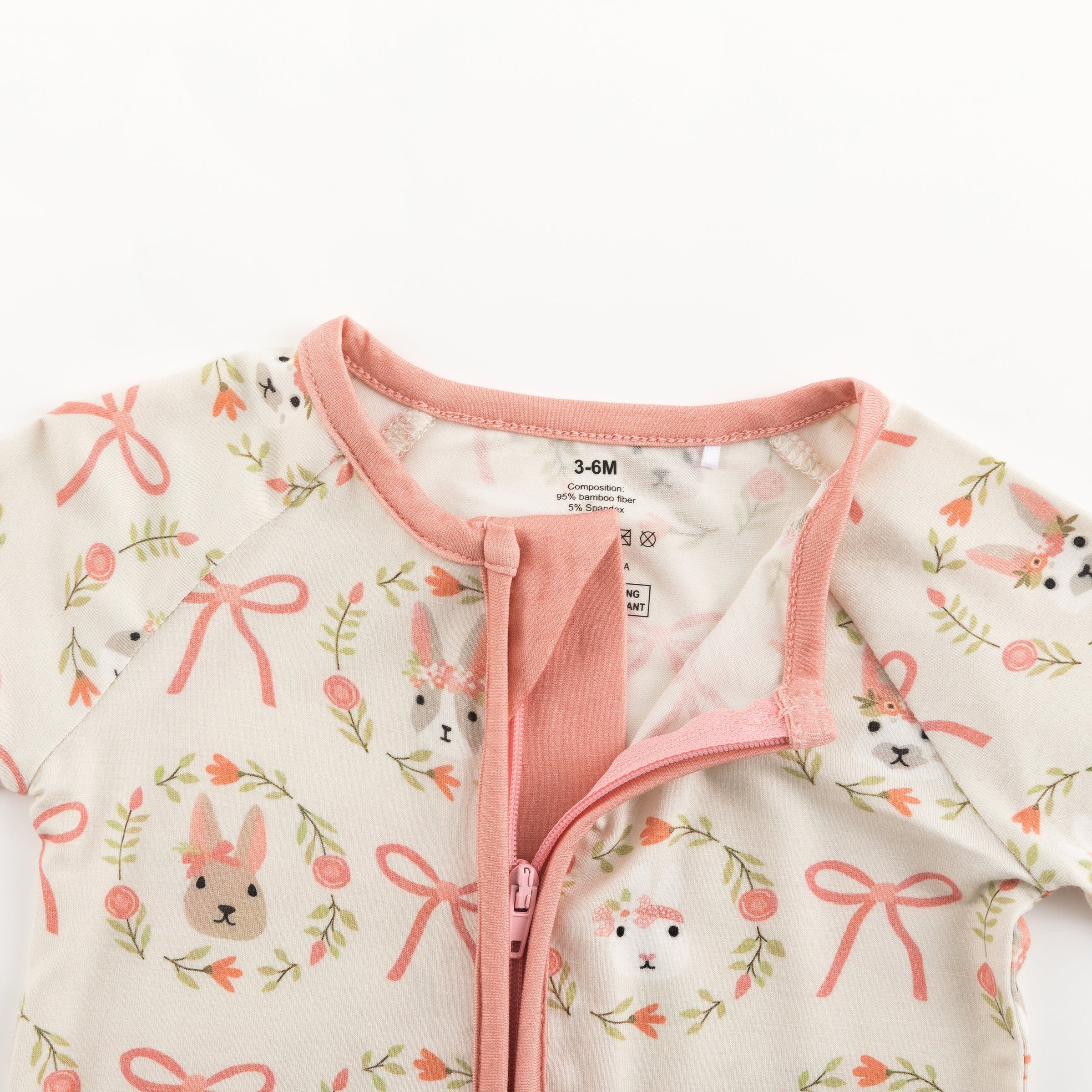 Bows & Bunnies (Convertible Zip Footies) - BIG FRENCHIES