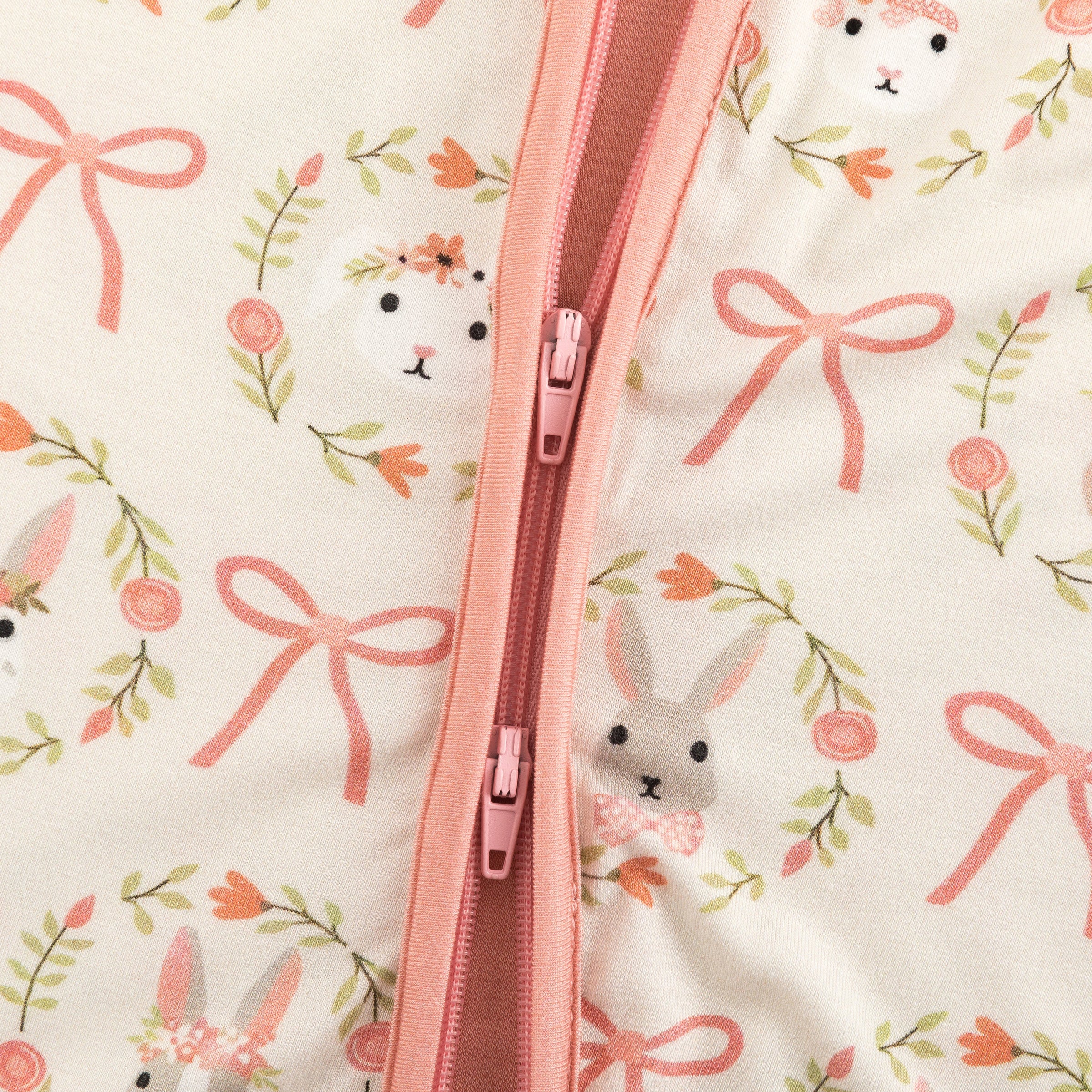 Bows & Bunnies (Convertible Zip Footies) - BIG FRENCHIES