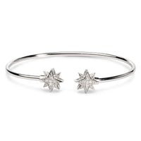 .925 Sterling Silver Diamond Accent Star Flexy Open Bangle Bracelet