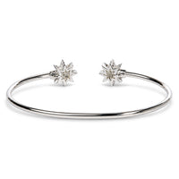 .925 Sterling Silver Diamond Accent Star Flexy Open Bangle Bracelet