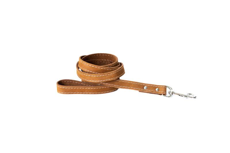 Traditional Earth Brown Leather Dog Leash - BIG FRENCHIES