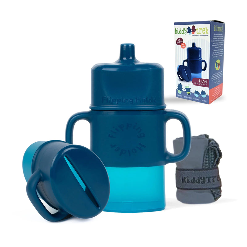 KiddyTrek 4-in-1 Sip & Snack Set - Food Pouch & Juice Box Holder, Snack Cup, Sip Cup ALL IN ONE - BIG FRENCHIES