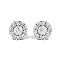 10K White Gold 1 1/2 Cttw Lab Grown Diamond Halo Stud Earrings