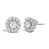 10K White Gold 1 1/2 Cttw Lab Grown Diamond Halo Stud Earrings