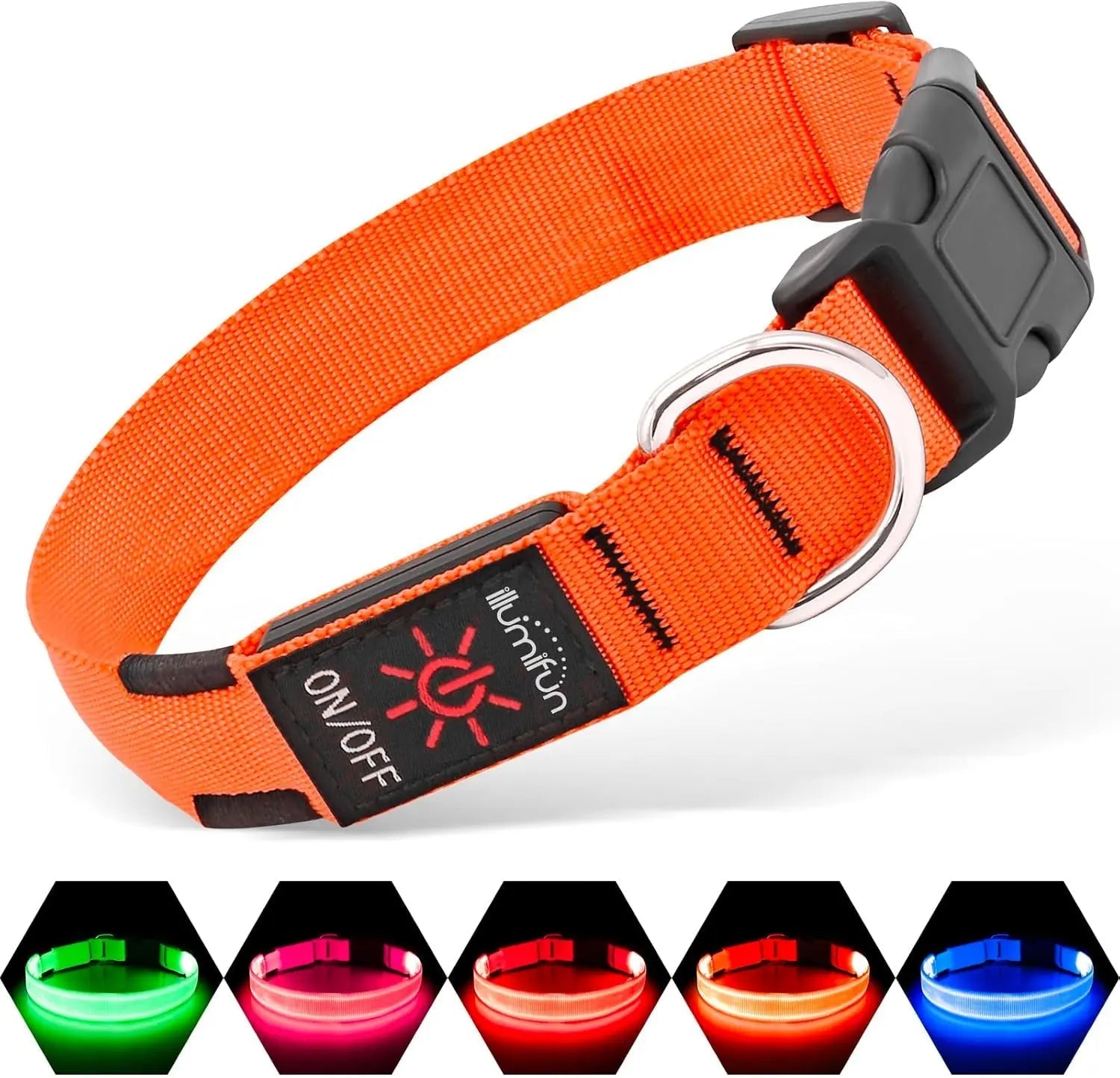 LED Dog Collar Rechargeable Light-Up Safety Collar for Night Walking (colors)