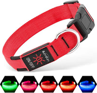 LED Dog Collar Rechargeable Light-Up Safety Collar for Night Walking (colors)