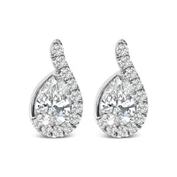 14K White Gold 5/8 Cttw Lab Grown Diamond Tear Drop Halo Stud Earring