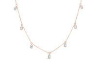 14K Rose Gold 1 3/8 Cttw Oval Lab Grown Diamond Dangle Station Necklace - 17" Inches