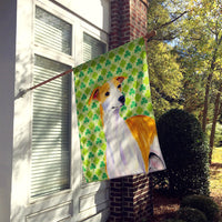 Whippet St. Patrick's Day Shamrock Portrait House Flag 28x40 Porch Sleeve Pole Decorative Outside Yard Banner Artwork Wall Hanging, Polyester