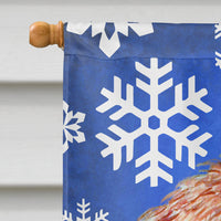 Petit Basset Griffon Vendeen Winter Snowflakes Holiday House Flag 28x40 Porch Sleeve Pole Decorative Outside Yard Banner Artwork Wall Hanging, Polyester
