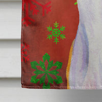 Whippet Red and Green Snowflakes Holiday Christmas House Flag 28x40 Porch Sleeve Pole Decorative Outside Yard Banner Artwork Wall Hanging, Polyester
