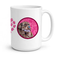 Pink Newfoundland Ceramic Coffee Mug 15 oz Decorative Large C Handle Mug Cup for Tea, Cocoa Hot Chocolate