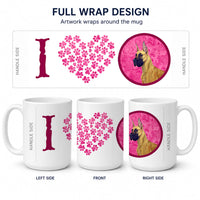 Pink Great Dane Ceramic Coffee Mug 15 oz Decorative Large C Handle Mug Cup for Tea, Cocoa Hot Chocolate