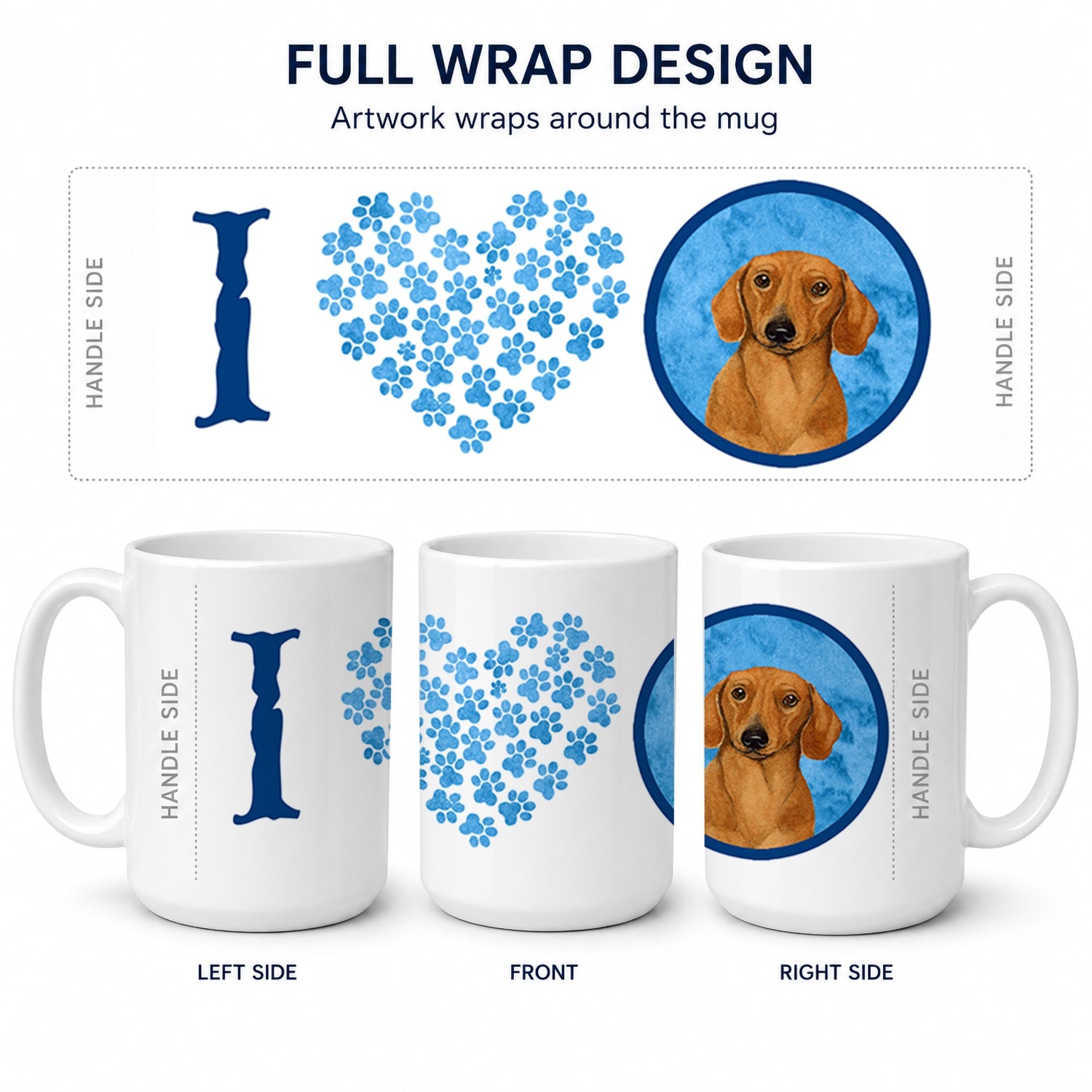 Blue Dachshund Ceramic Coffee Mug 15 oz Decorative Large C Handle Mug Cup for Tea, Cocoa Hot Chocolate
