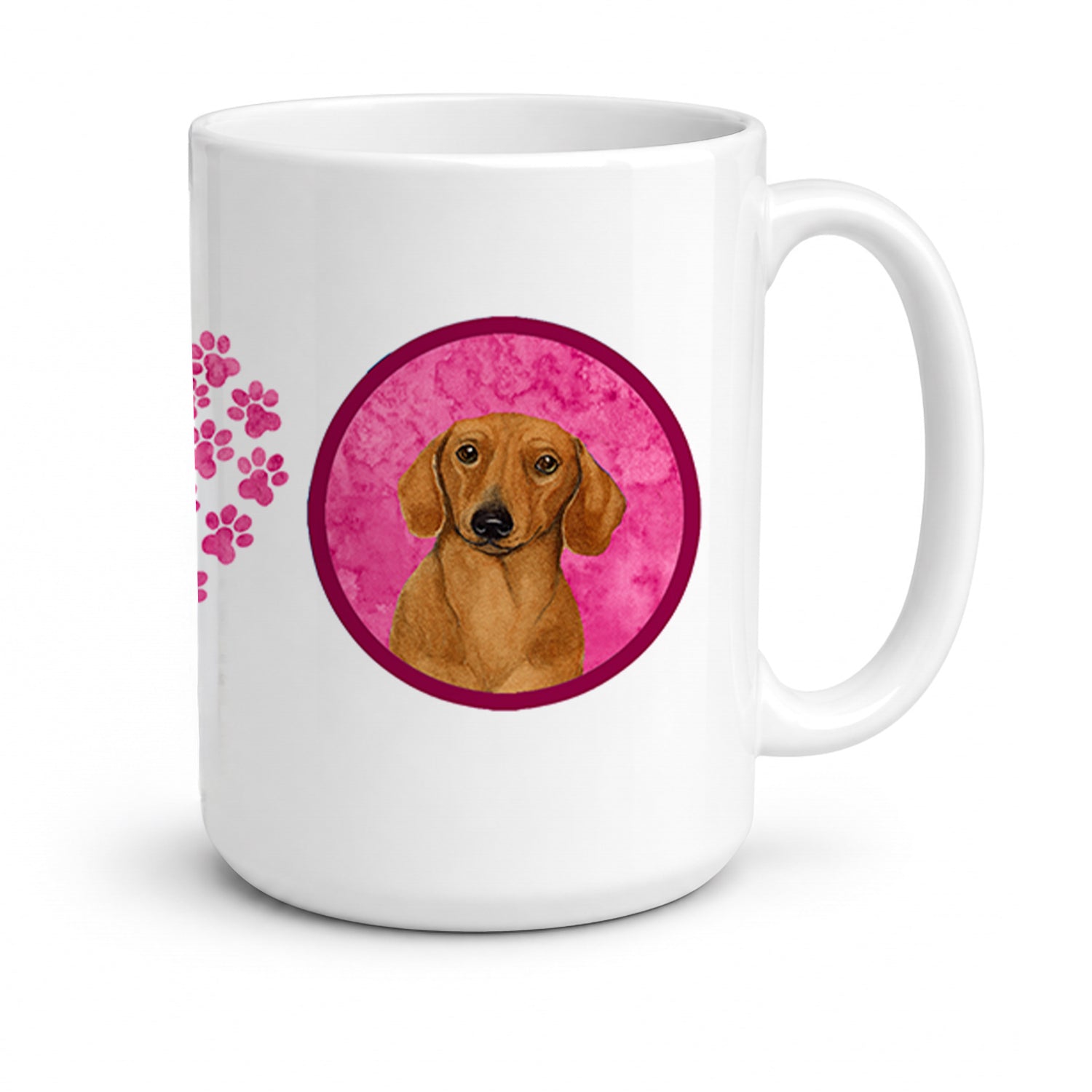 Pink Dachshund Ceramic Coffee Mug 15 oz Decorative Large C Handle Mug Cup for Tea, Cocoa Hot Chocolate