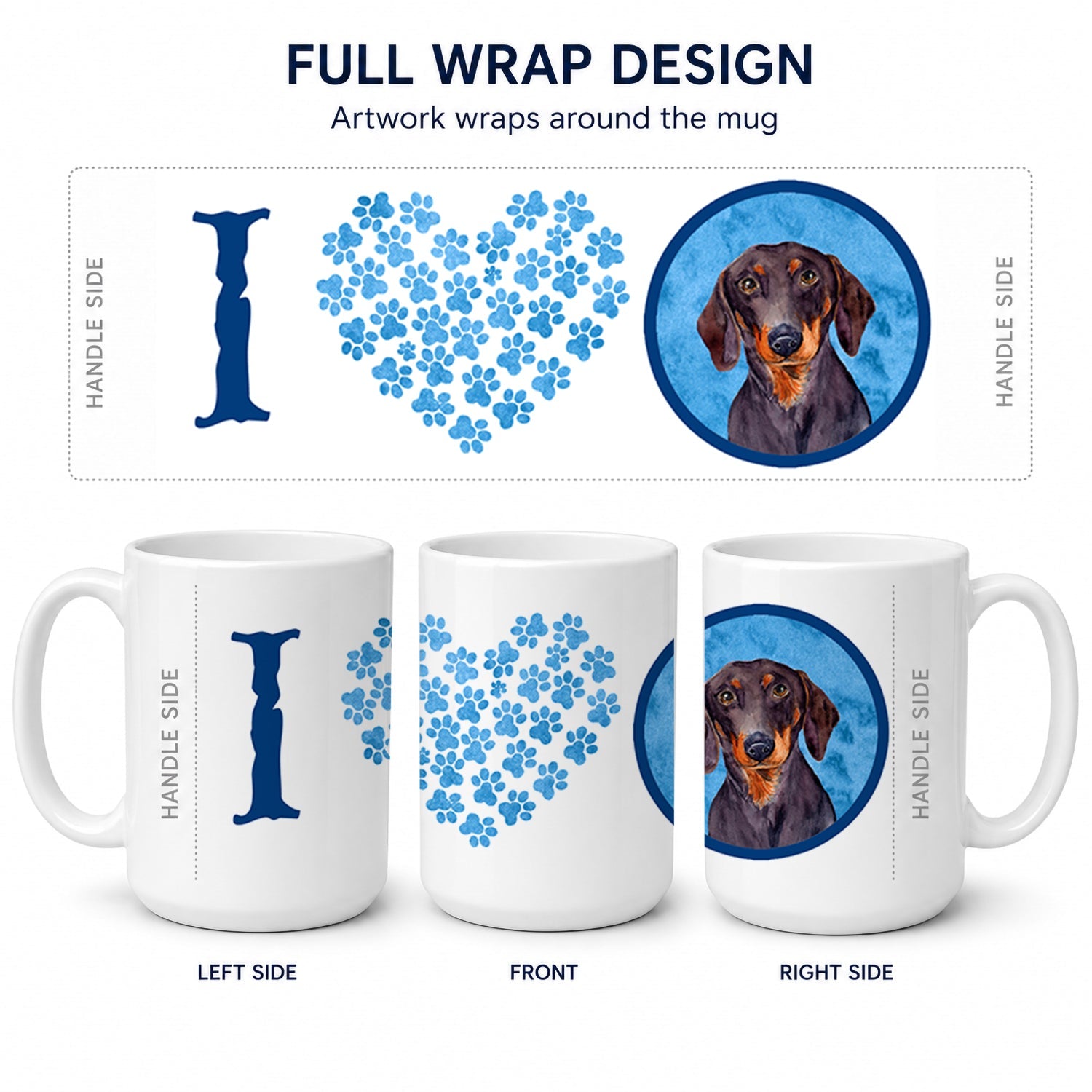 Blue Dachshund Ceramic Coffee Mug 15 oz Decorative Large C Handle Mug Cup for Tea, Cocoa Hot Chocolate