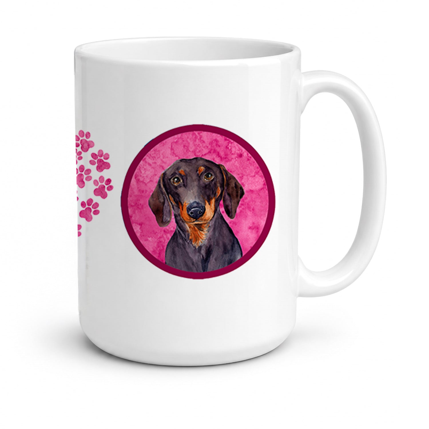 Pink Dachshund Ceramic Coffee Mug 15 oz Decorative Large C Handle Mug Cup for Tea, Cocoa Hot Chocolate