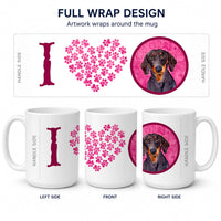 Pink Dachshund Ceramic Coffee Mug 15 oz Decorative Large C Handle Mug Cup for Tea, Cocoa Hot Chocolate