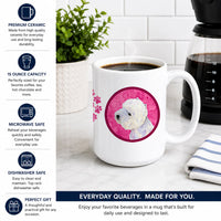 Pink Westie Ceramic Coffee Mug 15 oz Decorative Large C Handle Mug Cup for Tea, Cocoa Hot Chocolate