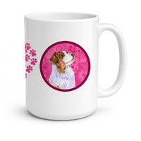 Pink Australian Shepherd Ceramic Coffee Mug 15 oz Decorative Large C Handle Mug Cup for Tea, Cocoa Hot Chocolate