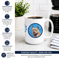 Blue Cairn Terrier Ceramic Coffee Mug 15 oz Decorative Large C Handle Mug Cup for Tea, Cocoa Hot Chocolate