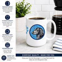Blue Flat Coated Retriever Ceramic Coffee Mug 15 oz Decorative Large C Handle Mug Cup for Tea, Cocoa Hot Chocolate