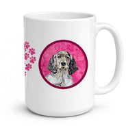 Pink English Setter Ceramic Coffee Mug 15 oz Decorative Large C Handle Mug Cup for Tea, Cocoa Hot Chocolate