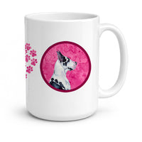 Pink Great Dane Ceramic Coffee Mug 15 oz Decorative Large C Handle Mug Cup for Tea, Cocoa Hot Chocolate