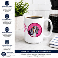 Pink Basset Hound Ceramic Coffee Mug 15 oz Decorative Large C Handle Mug Cup for Tea, Cocoa Hot Chocolate
