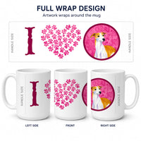 Pink Whippet Ceramic Coffee Mug 15 oz Decorative Large C Handle Mug Cup for Tea, Cocoa Hot Chocolate