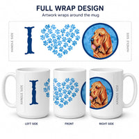 Blue Bloodhound Ceramic Coffee Mug 15 oz Decorative Large C Handle Mug Cup for Tea, Cocoa Hot Chocolate