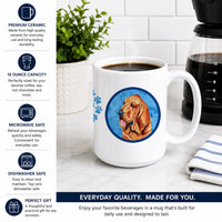 Blue Bloodhound Ceramic Coffee Mug 15 oz Decorative Large C Handle Mug Cup for Tea, Cocoa Hot Chocolate