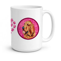 Pink Bloodhound Ceramic Coffee Mug 15 oz Decorative Large C Handle Mug Cup for Tea, Cocoa Hot Chocolate