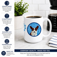 Blue Corgi Ceramic Coffee Mug 15 oz Decorative Large C Handle Mug Cup for Tea, Cocoa Hot Chocolate