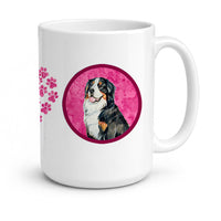 Pink Bernese Mountain Dog Ceramic Coffee Mug 15 oz Decorative Large C Handle Mug Cup for Tea, Cocoa Hot Chocolate